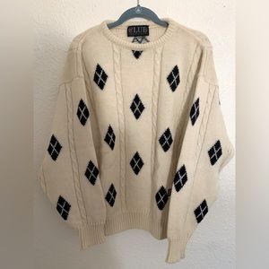 CLUB Tricot Marine Wool Vintage White Cable Knit Sweater Size L